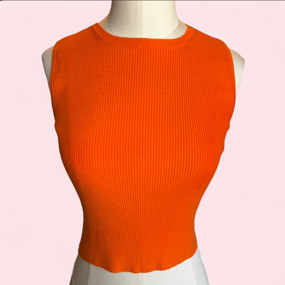 Olivaceous Dear Hannah Sleeveless Ribbed Tank - Bright Orange size large new